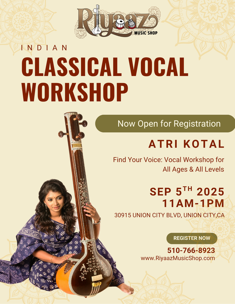 Vocal Workshop with Atri Kotal - Sep 5th, 2025 in Bay Area